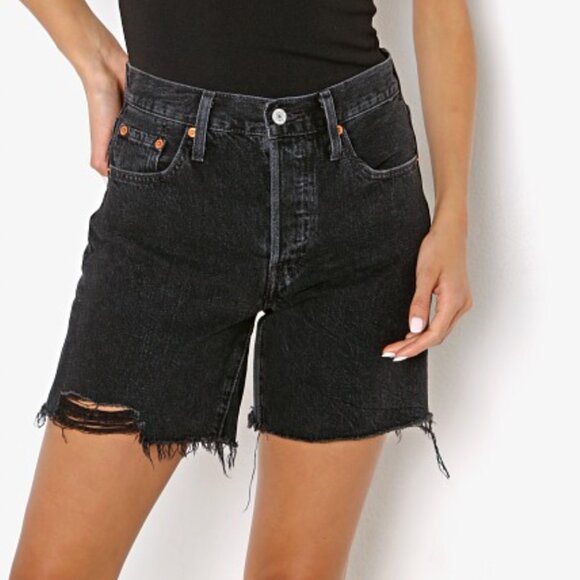 Levi's 501 Mid Thigh Denim Shorts in Lunar Black - Picture 1 of 10
